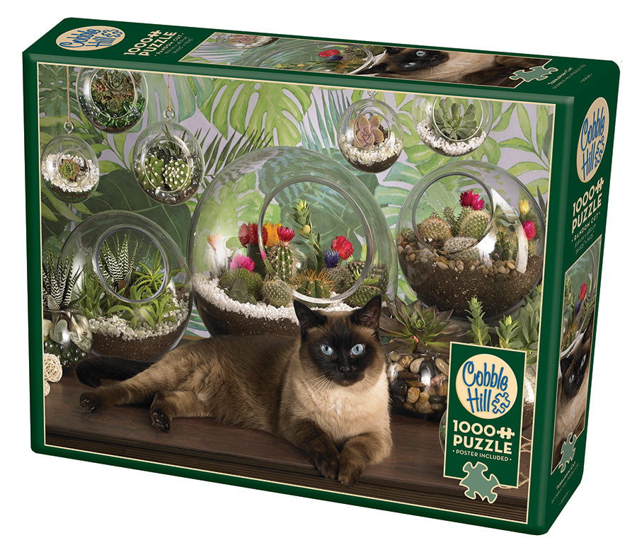 Cobble Hill Creations TERRARIUM CAT Quality 1000pc Jigsaw Puzzle 80049