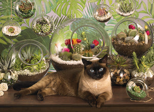 Cobble Hill Creations TERRARIUM CAT Quality 1000pc Jigsaw Puzzle 80049