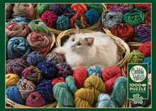 Load image into Gallery viewer, Cobble Hill FUR BALL Cat &amp; Wool Yarns Quality 1000pc Jigsaw Puzzle 80072
