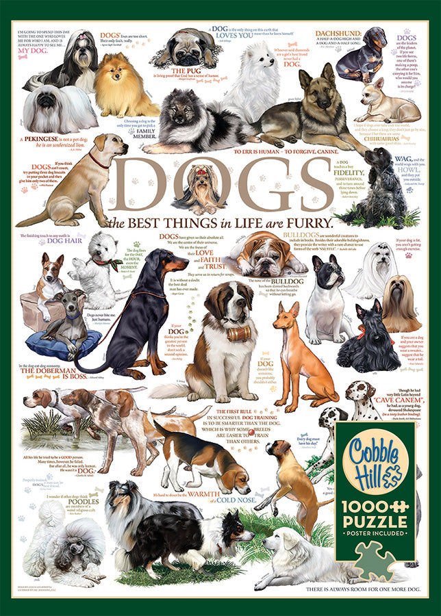 Cobble Hill Lucia Guarnotta DOG QUOTES Quality 1000pc Jigsaw Puzzle 80090
