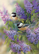 Load image into Gallery viewer, Cobble Hill Rosemay Millette CHICKADEES &amp; LILACS 1000pc Jigsaw Puzzle 80112
