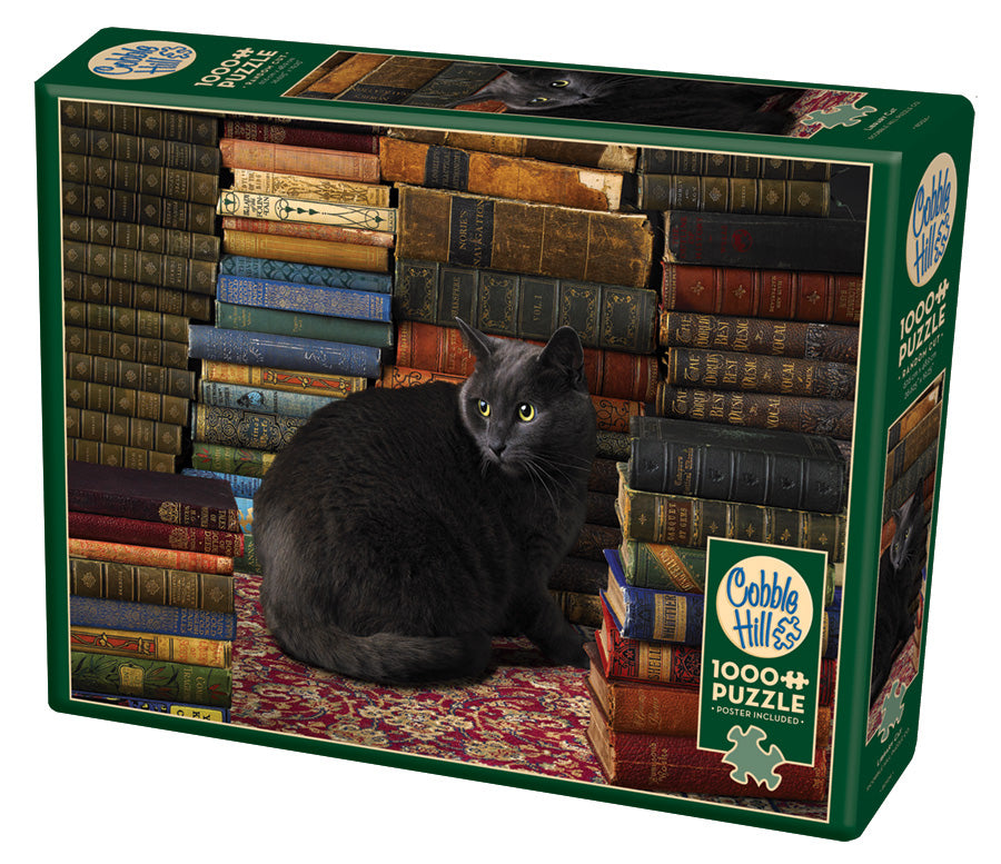 Cobble Hill Puzzle Company LIBRARY CAT quality 1000pc Jigsaw Puzzle 80124