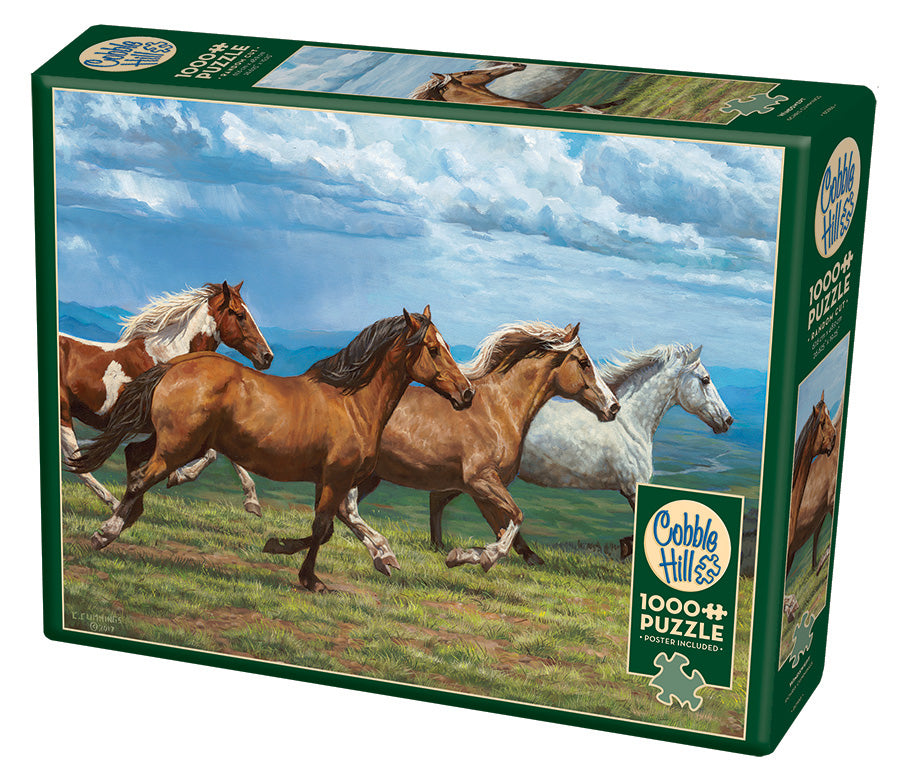 Cobble Hill Chris Cummings WINDSWEPT Horses Quality 1000pc Jigsaw Puzzle 80186