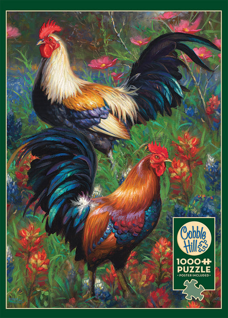 Cobble Hill Mark Keathley ROOSTERS Cockrells Hens 1000 piece Jigsaw Puzzle 80217