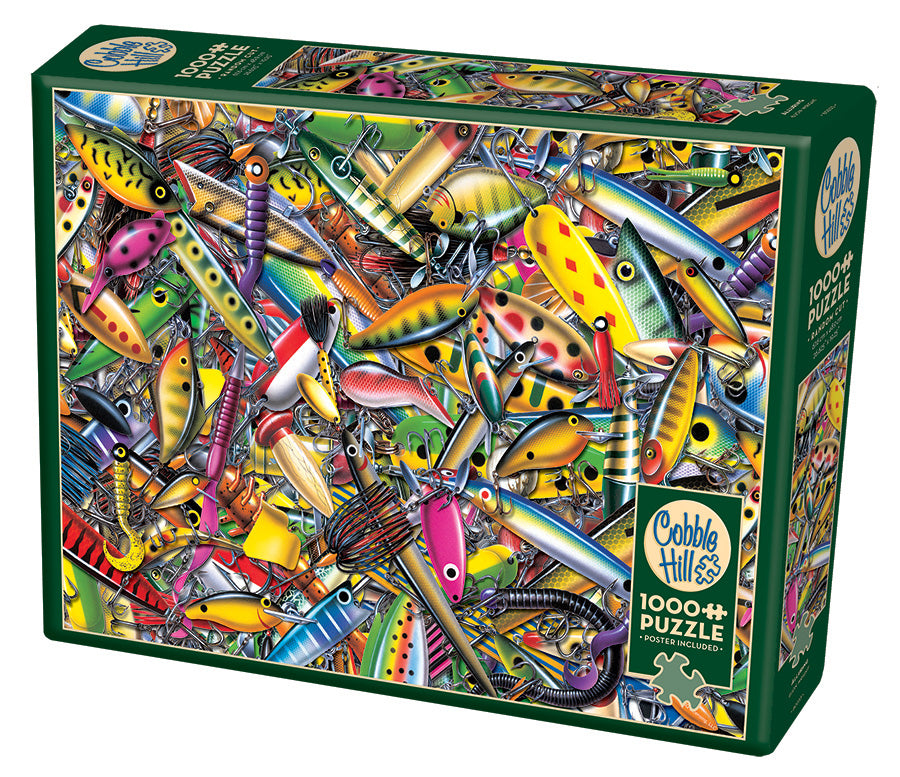 Cobble Hill Puzzle Jon Q Wright ALLURING Fishing Lures1000pc Jigsaw Puzzle 80233