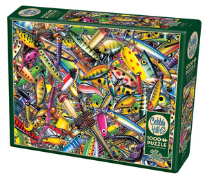 Cobble Hill Puzzle Jon Q Wright ALLURING Fishing Lures1000pc Jigsaw Puzzle 80233