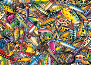 Cobble Hill Puzzle Jon Q Wright ALLURING Fishing Lures1000pc Jigsaw Puzzle 80233