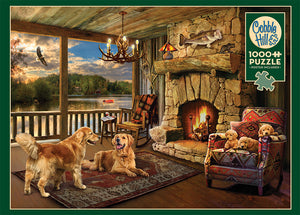 Cobble Hill Greg Giordano LAKESIDE CABIN Dogs Puppies 1000pc Jigsaw Puzzle 80294