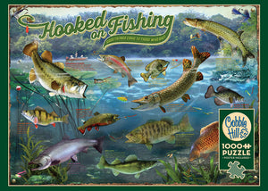 Cobble Hill Robert Giordano HOOKED ON FISHING Fish 1000pc Jigsaw Puzzle 80319