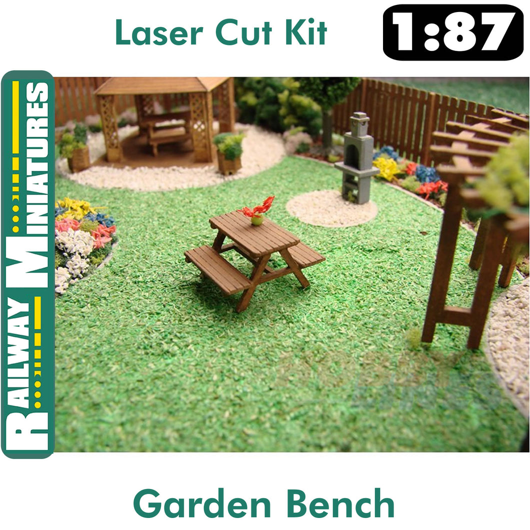 GARDEN BENCH laser cut kit HO 1:87 Vessel RAILWAY MINIATURES 012