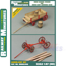 Load image into Gallery viewer, HORSE BARREL WAGON &amp; CART RUNNING GEAR kit HO 1:87 Vessel RAILWAY MINIATURES 040
