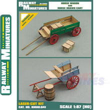 Load image into Gallery viewer, HORSE WAGON &amp; HORSE DRAWN CART kit HO 1:87 Vessel RAILWAY MINIATURES 041
