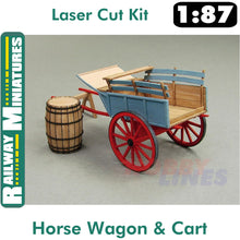 Load image into Gallery viewer, HORSE WAGON &amp; HORSE DRAWN CART kit HO 1:87 Vessel RAILWAY MINIATURES 041
