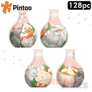 3D Puzzle Vase 5.75" LOVELY RABBITS 128pc Jig-saw puzzle PINTOO Puzzles SD1006