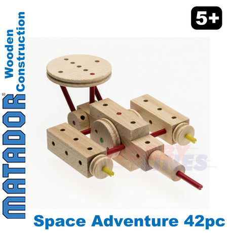 Matador Space Explorer Wood Construction Set Building Blocks Bricks 42pc age 5+