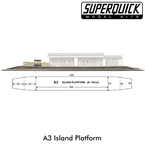 ISLAND PLATFORM A3 1:72 OO HO Gauge Railways Building Series A A03 SuperQuick