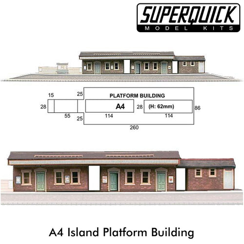 ISLAND PLATFORM BUILDING A4 1:72 OO HO Railway Building Series A A04 SuperQuick