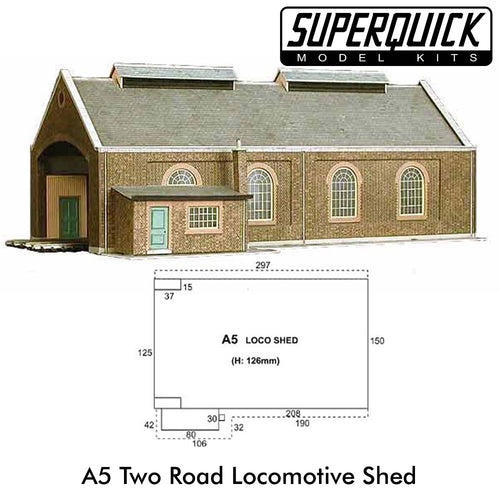 TWO ROAD LOCO SHED A5 1:72 OO HO Gauge Railways Building Series A A05 SuperQuick