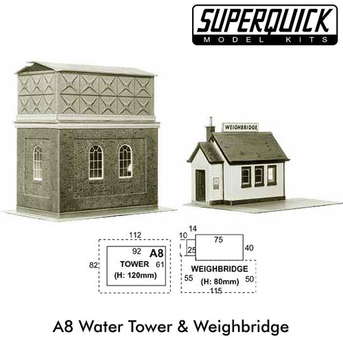 WATER TOWER A8 1:72 Scale OO HO Gauge Railways Building Series A A08 SuperQuick