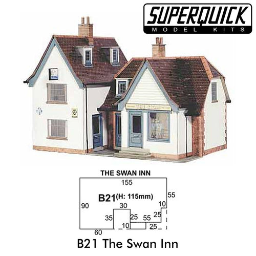 Pub SWANN INN 1:72 Scale OO HO Gauge Railways Building Series B B21 SuperQuick