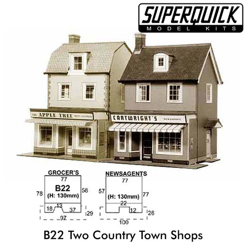 COUNTRY TOWN SHOPS x  2 B22 SuperQuick 1:72 OO HO Railways Building Series B