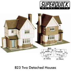 TWO DETACHED HOUSES 1:72 OO HO Gauge Railways Building Series B B23 SuperQuick