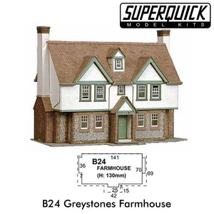 GREYSTONES FARMHOUSE 1:72 OO HO Gauge Railways Building Series B B24 SuperQuick