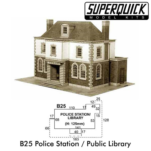 POLICE STATION 1:72 Scale OO HO Gauge Railways Building Series B B25 SuperQuick