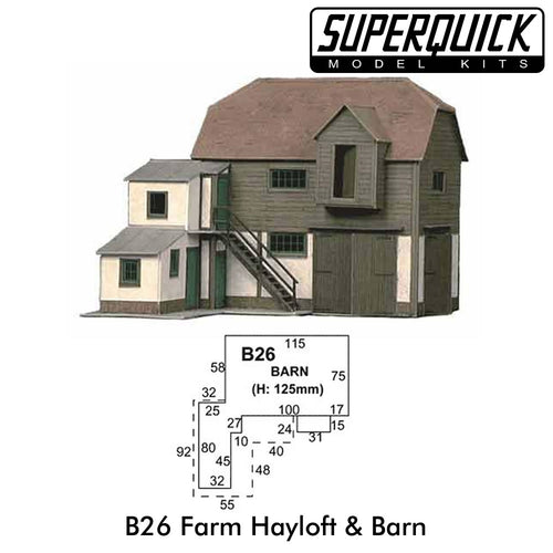 FARM HAY LOFT & BARN 1:72 OO HO Gauge Railways Building Series B B26 SuperQuick