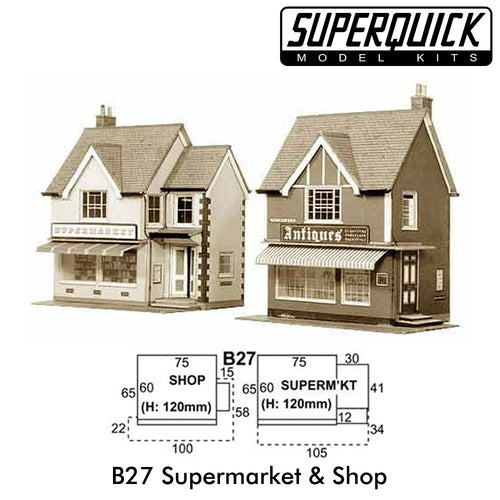 SUPERMARKET & SHOP 1:72 OO HO Gauge Railways Building Series B B27 SuperQuick