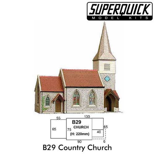 COUNTRY CHURCH 1:72 Scale OO HO Gauge Railways Building Series B B29 SuperQuick