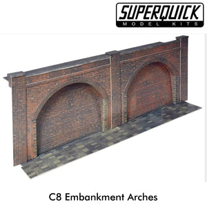 EMBANKMENT ARCHES C8 1:72 OO HO Gauge Railway Building Series C C08 SuperQuick