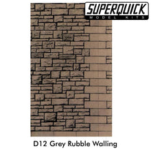 Load image into Gallery viewer, Building Paper GREY RUBBLE WALLING 1:72 OO/HO gauge Pack 6 D12 SUPERQUICK
