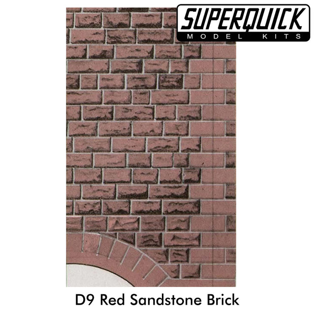 Building Paper RED SANDSTONE WALLING Ashlar D9 1:72 OO/HO Pack 6 D09 SuperQuick