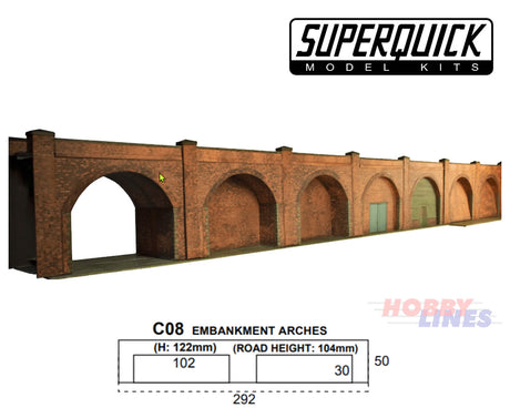 EMBANKMENT ARCHES C8 1:72 OO HO Gauge Railway Building Series C C08 SuperQuick