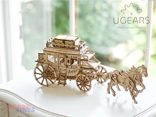 Historic STAGECOACH  Wooden Mechanical Construction 3D Puzzle KIT uGears 70045