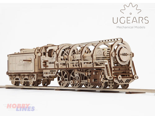 STEAM LOCOMOTIVE & TENDER Wooden Mechanical Puzzle Train kit uGears 70012