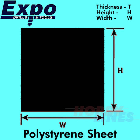 STYRENE SHEET BLACK 0.50-2.00mm 457x330mm A3 polystyrene plastic ABS Expo Tools