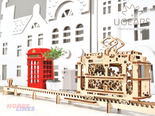 TRAM ON RAILS Wood Mechanical Construction 3D Puzzle Streetcar Kit uGears 70008