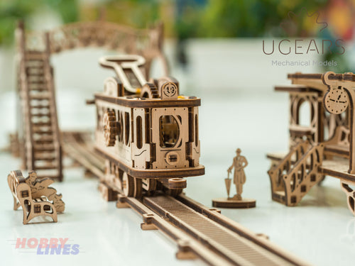 TRAM LINE Wooden Mechanical Town Construction 3D Puzzle Kit uGears 70028