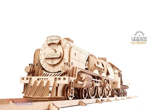 V-EXPRESS STEAM TRAIN & TENDER Wood Mechanical 3D Puzzle model kit uGears 70058