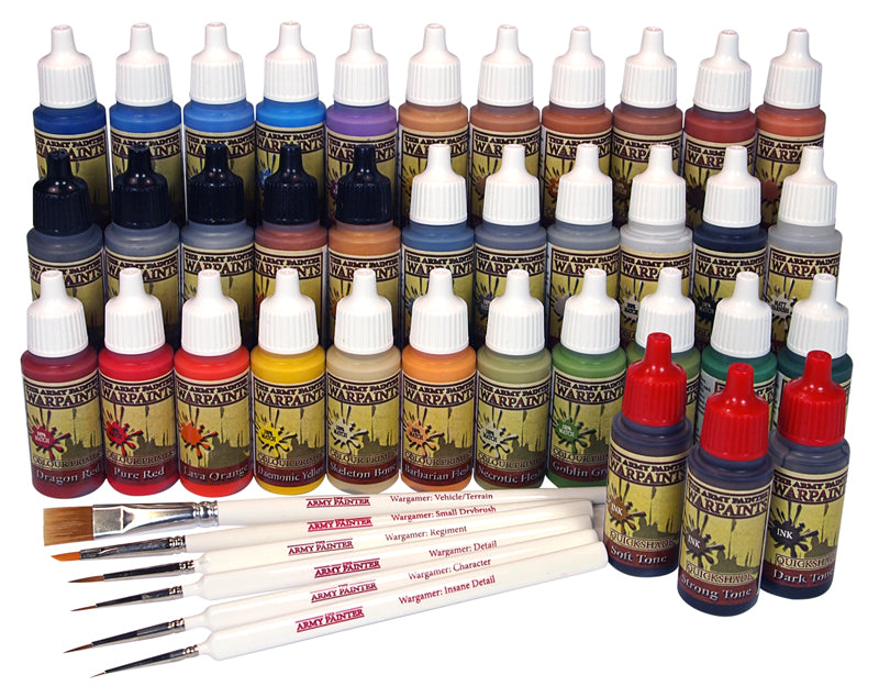 MEGA Acrylic Paint Set Warpaints Brushes Tones WP1201 Army Painter